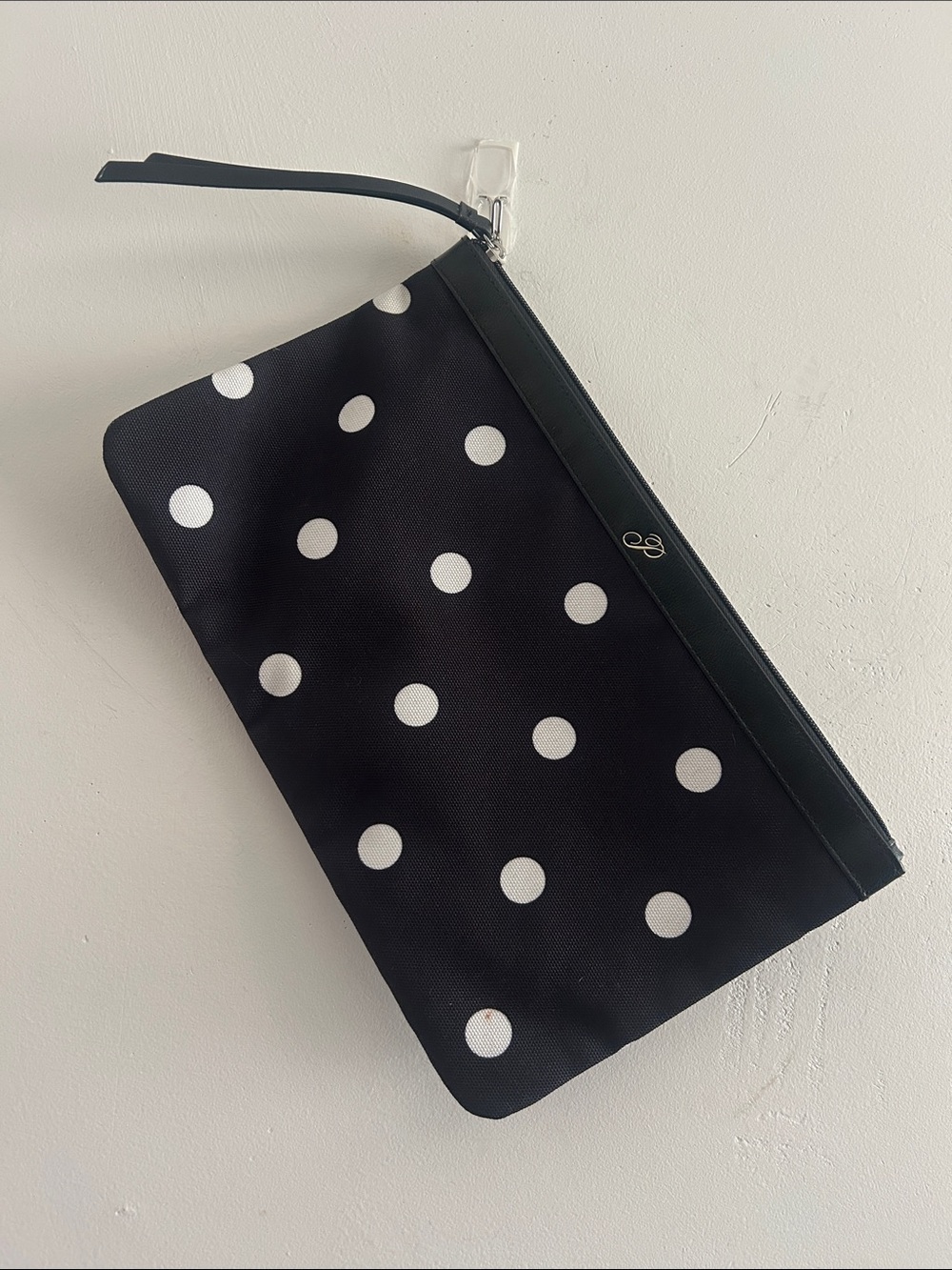 Black Polka Dot Wristlet Cosmetic Pouch